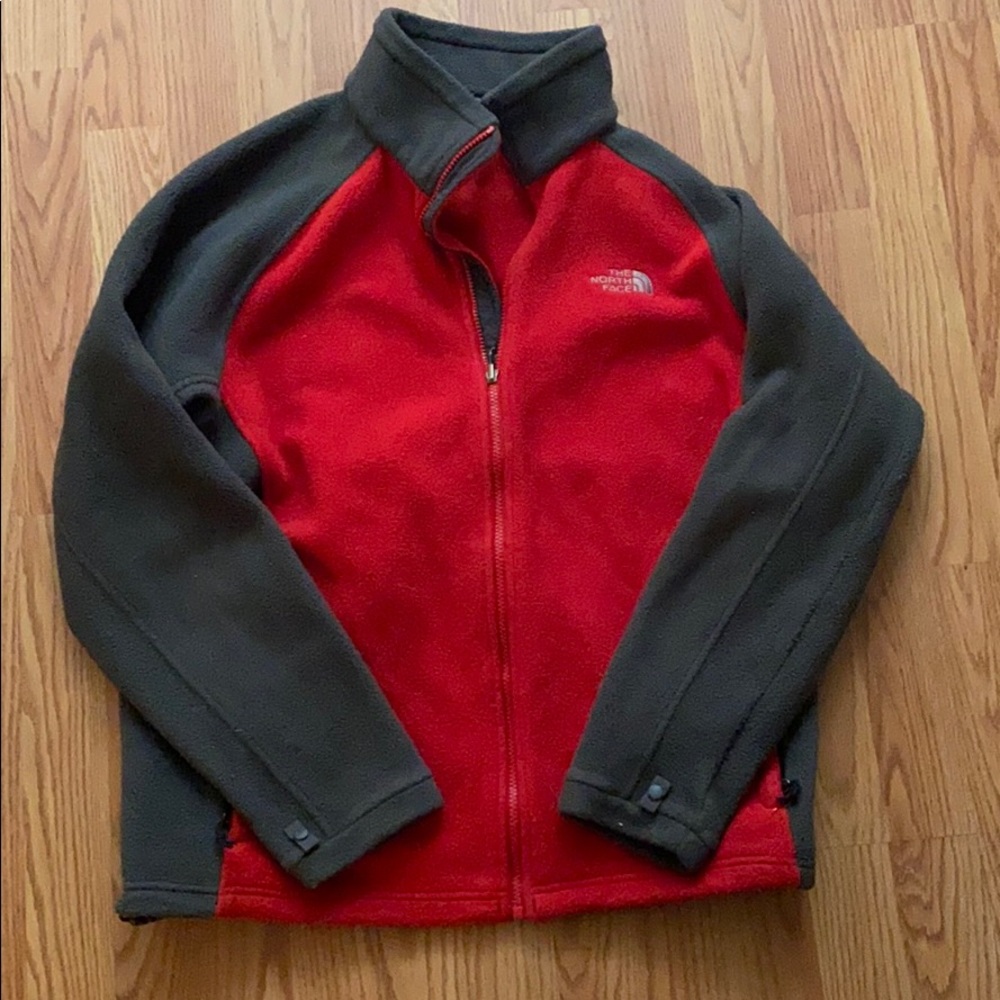 Men’s Size L Red Zip- up Fleece North Face Jacket